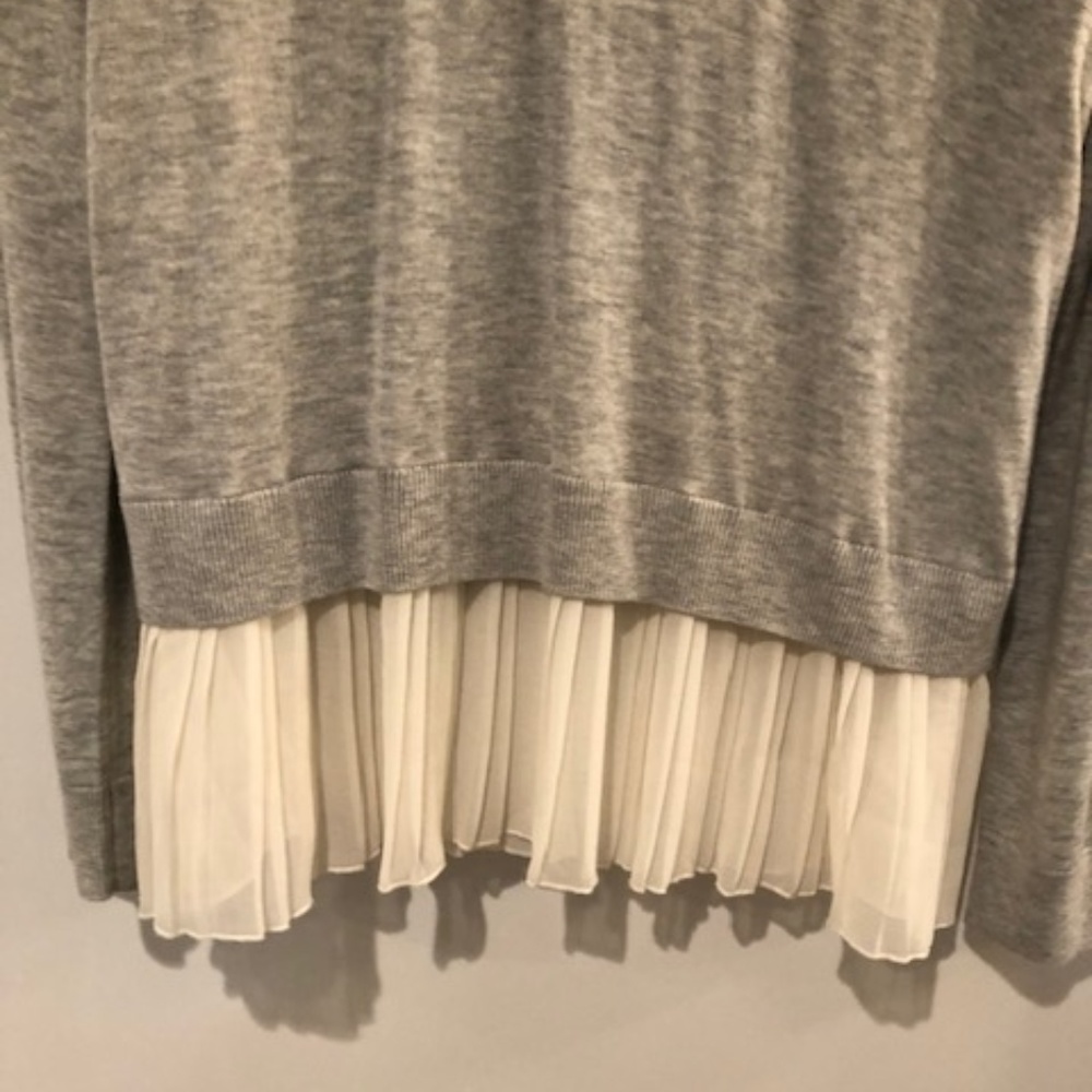 Grey Split Back Sweater With Sheer Underlay - image 3